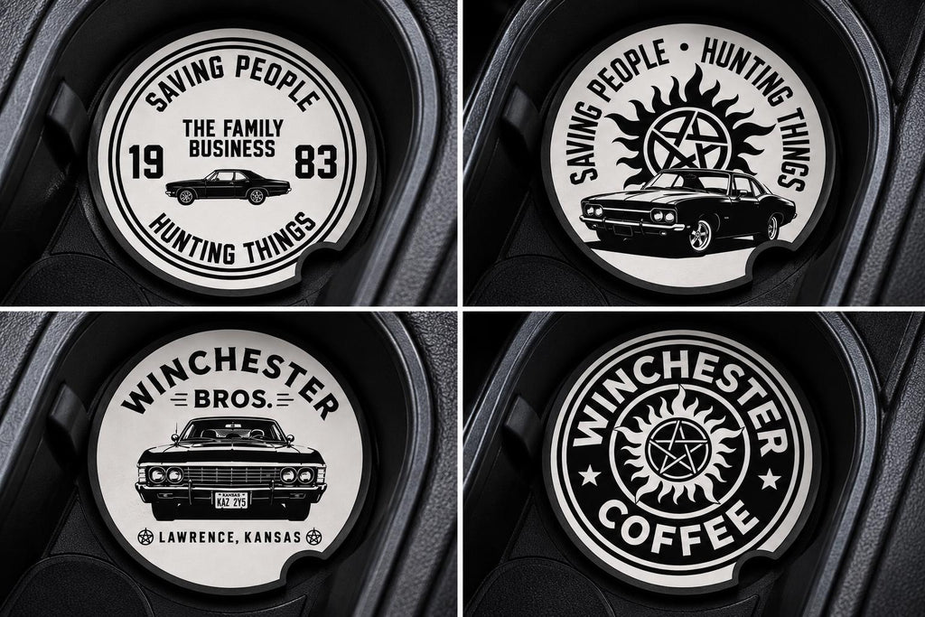 Supernatural Inspired Car Coasters | Mystery & Folklore Drink Coasters | Gothic Home Decor | Horror Fan Gift