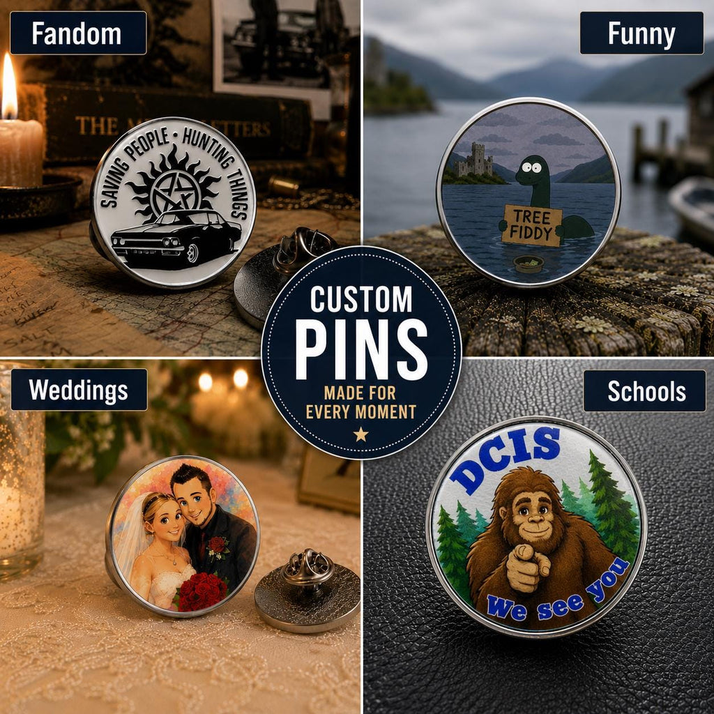 Custom Full-Color UV Printed Metal Lapel Pins – 1 Inch Logo, Team, Business Event Favors