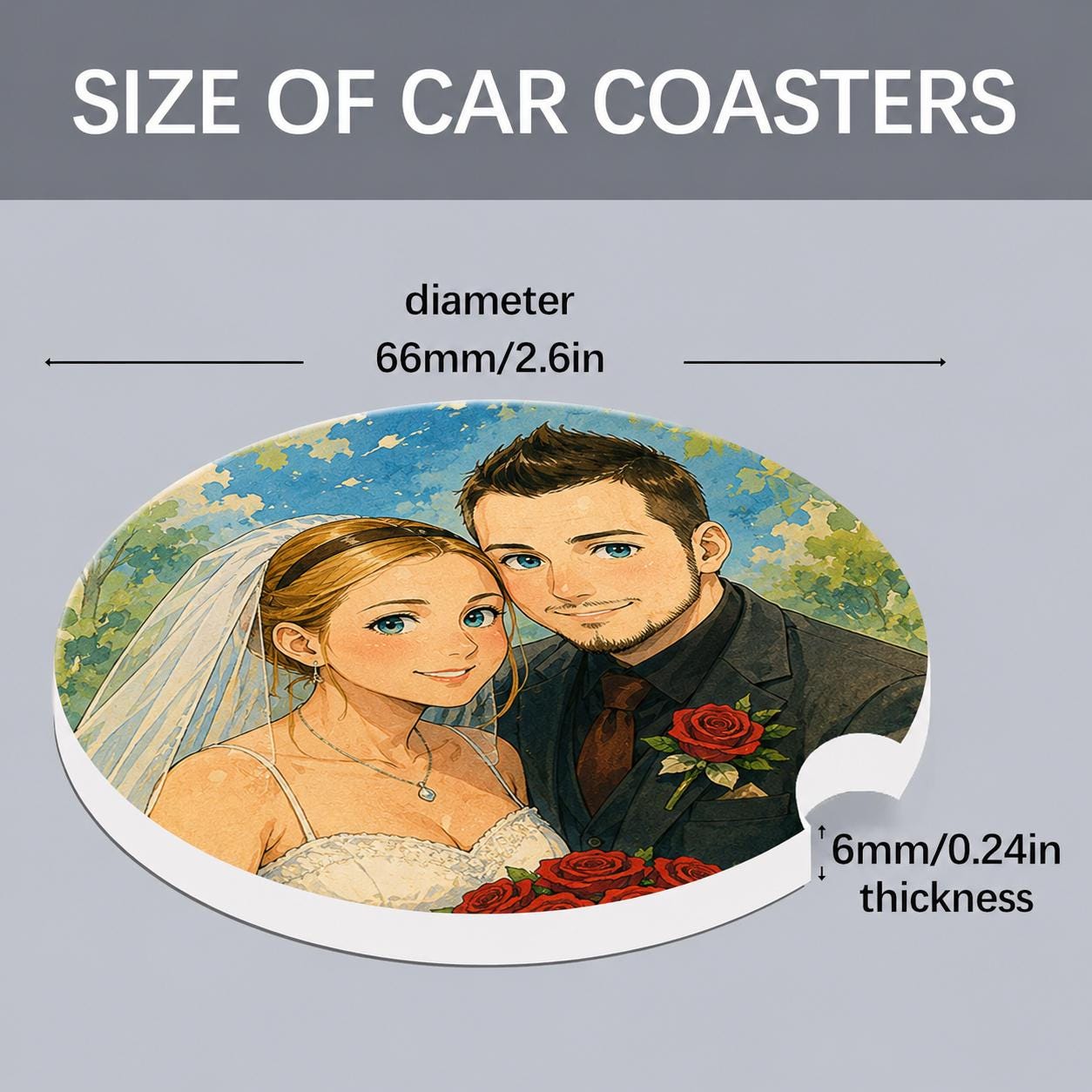 Custom Photo Pet Logo Car Coasters | Personalized Cup Holder Set
