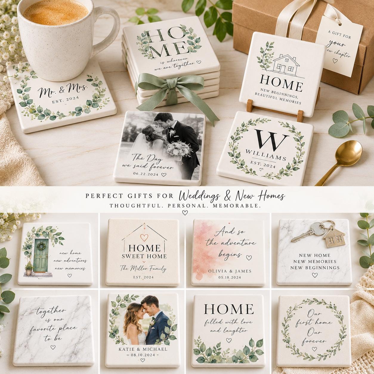 Custom Ceramic Photo Coaster | Personalized Pet, Family, Art, Wedding (Cork Backed)
