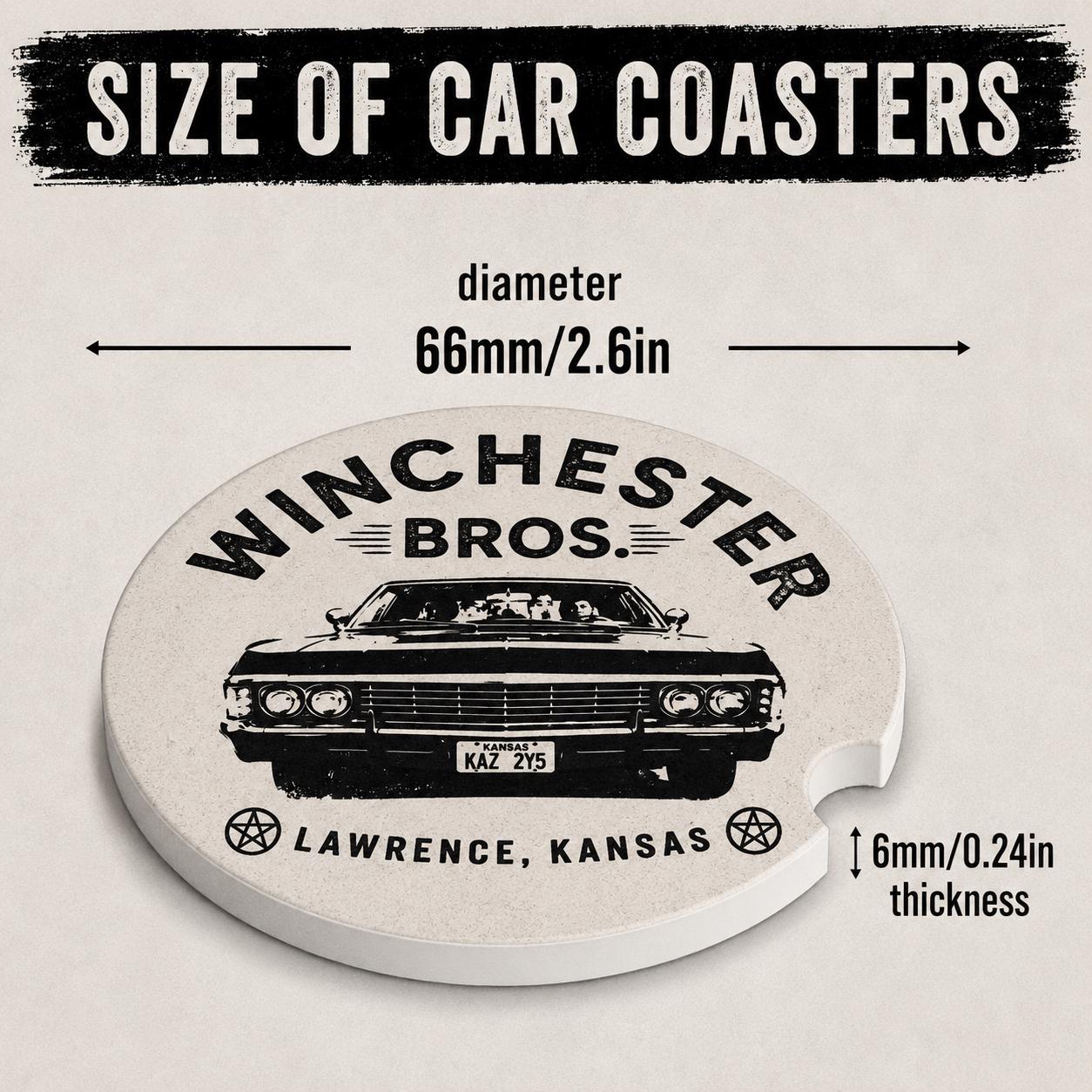 Supernatural Inspired Car Coasters | Mystery & Folklore Drink Coasters | Gothic Home Decor | Horror Fan Gift