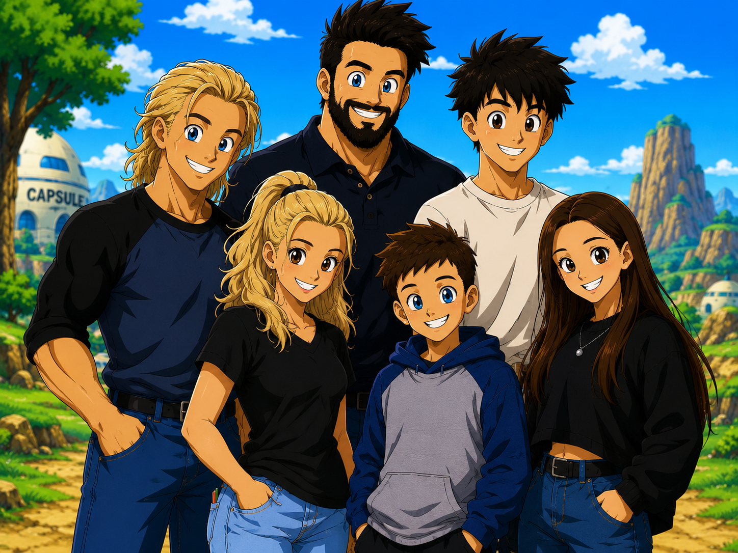 Custom Anime Family Portrait | Cel Shaded Manga Style Canvas Print