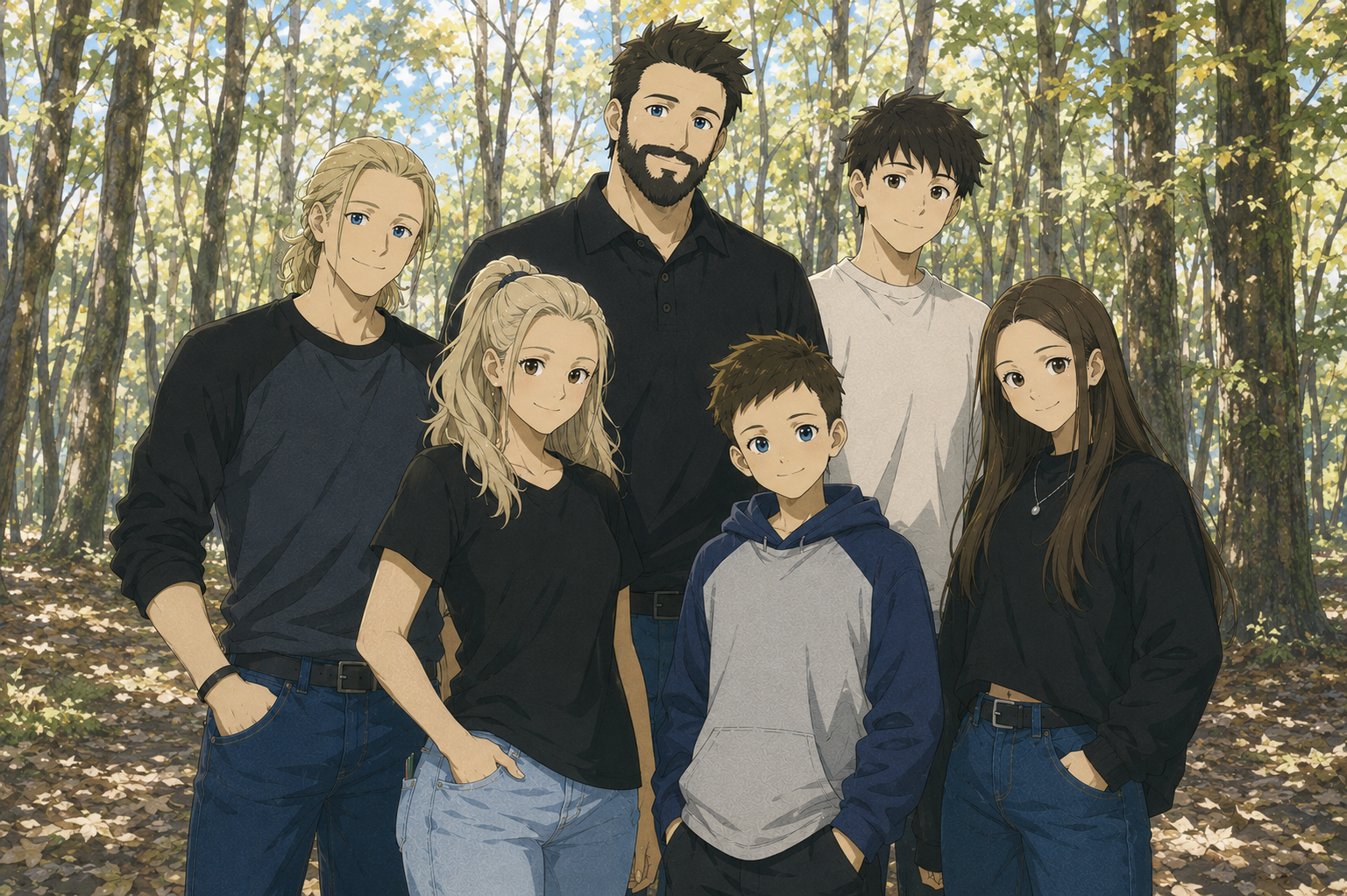 Custom Anime Family Portrait | Cel Shaded Manga Style Canvas Print