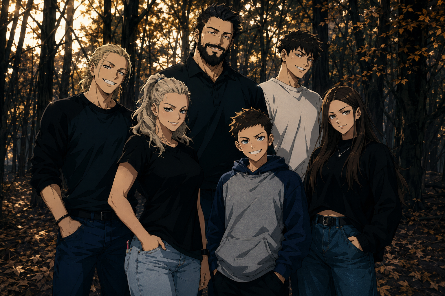Custom Anime Family Portrait | Cel Shaded Manga Style Canvas Print