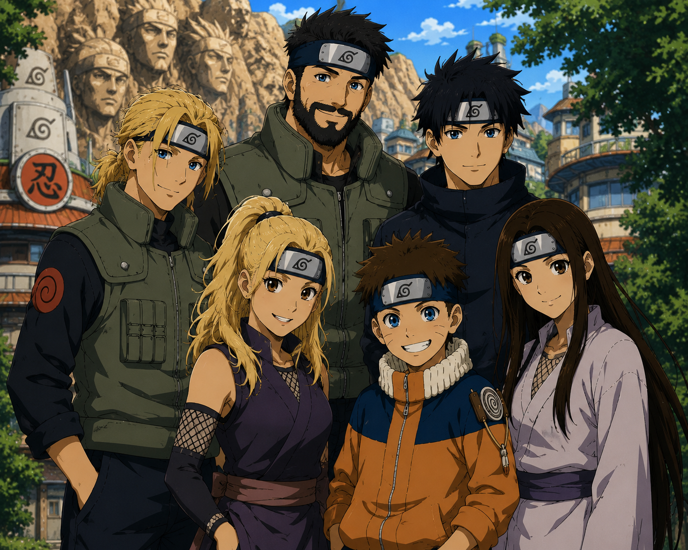 Custom Anime Family Portrait | Cel Shaded Manga Style Canvas Print