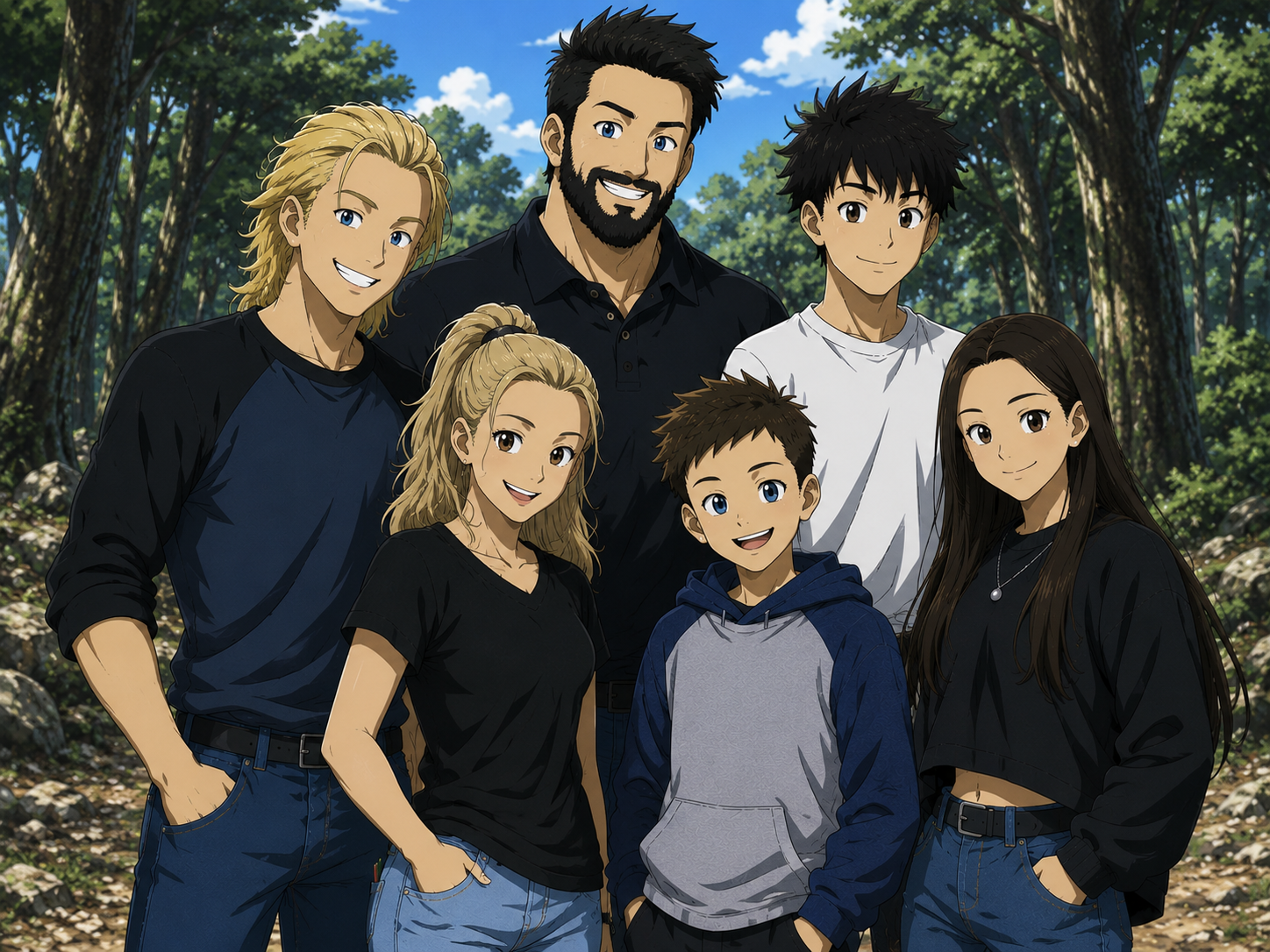 Custom Anime Family Portrait | Cel Shaded Manga Style Canvas Print
