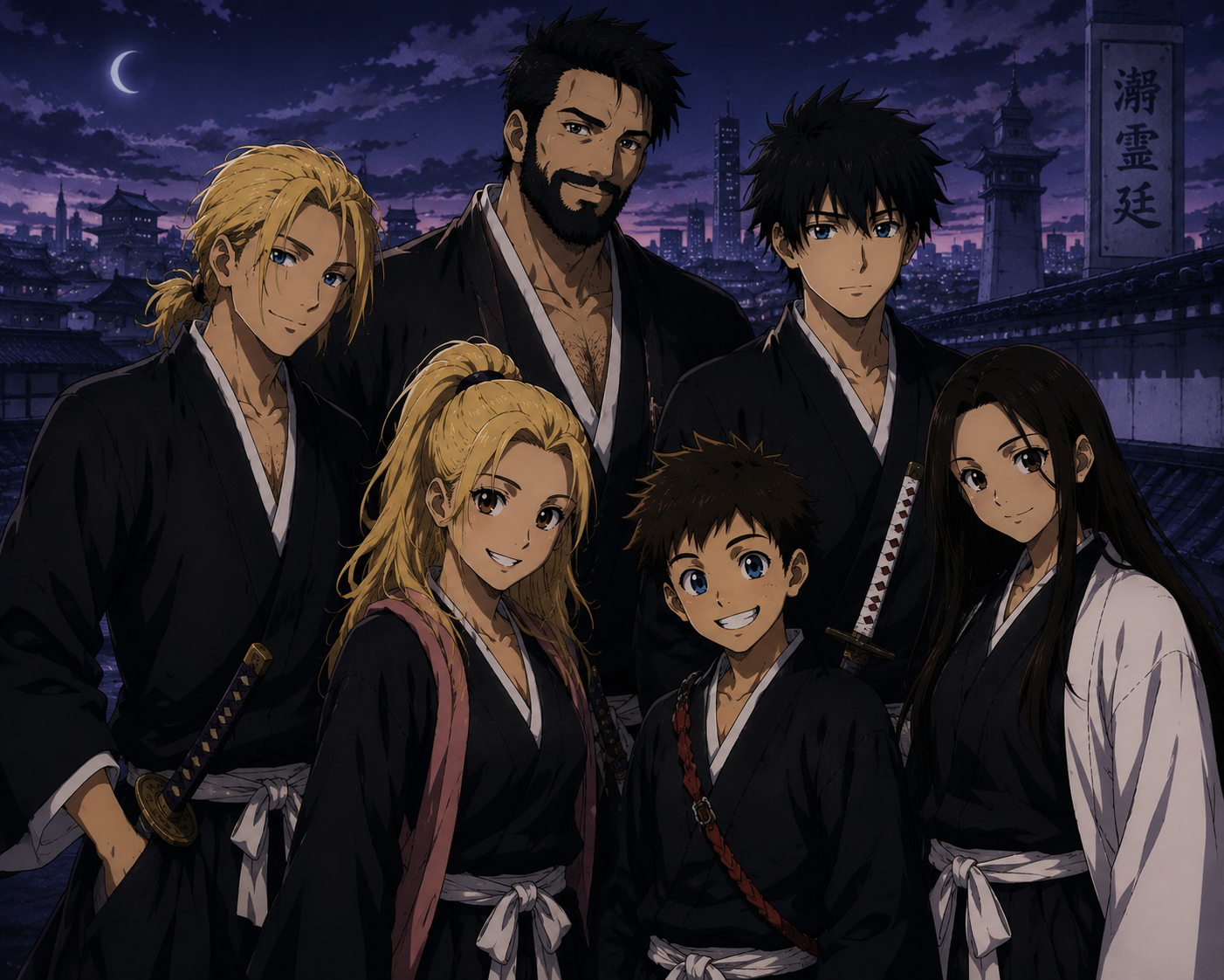 Custom Anime Family Portrait | Cel Shaded Manga Style Canvas Print