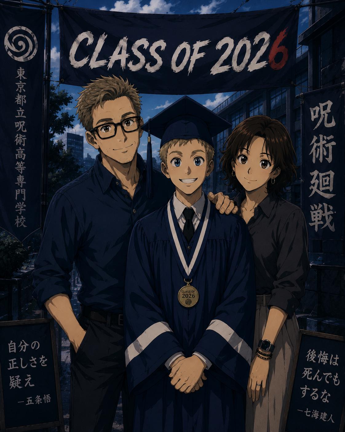 Graduation Edition: Custom Anime Family Portrait | Cel Shaded Manga Style Canvas Print