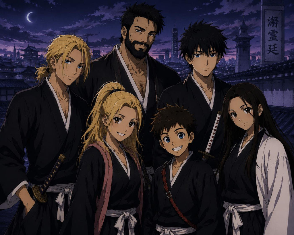 Custom Anime Family Portrait | UV Printed Canvas | Personalized Gift From Photo