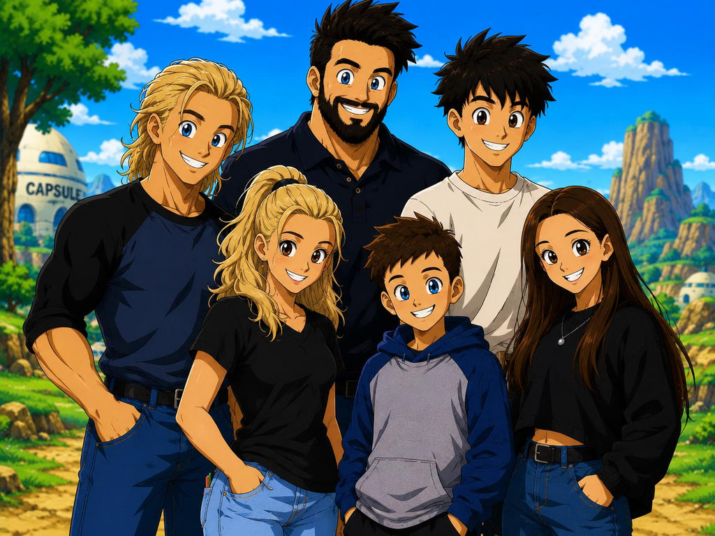 Custom Anime Family Portrait | UV Printed Canvas | Personalized Gift From Photo