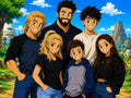 Custom Anime Family Portrait | UV Printed Canvas | Personalized Gift From Photo