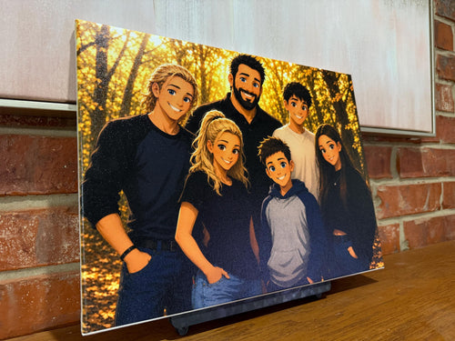 Custom Anime Family Portrait | UV Printed Canvas | Personalized Gift From Photo