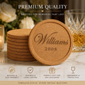 Custom Engraved Cork Coasters | Personalized Lipped Edge Set | Housewarming Wedding Gift | Laser Engraved