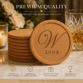 Monogram Engraved Cork Coasters | Personalized Lipped Edge Set | Housewarming Wedding Gift | Laser Engraved